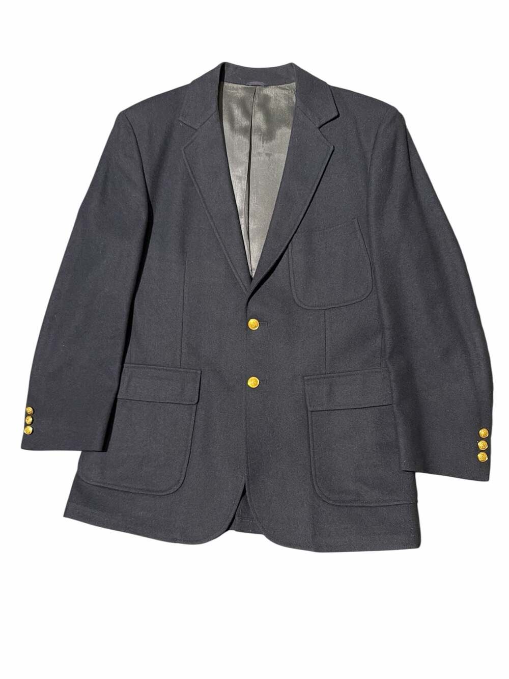 Vtg Sawyer's Campus Shops Men’s Wool Sport Blazer 40R 2 Golden Button Navy Blue